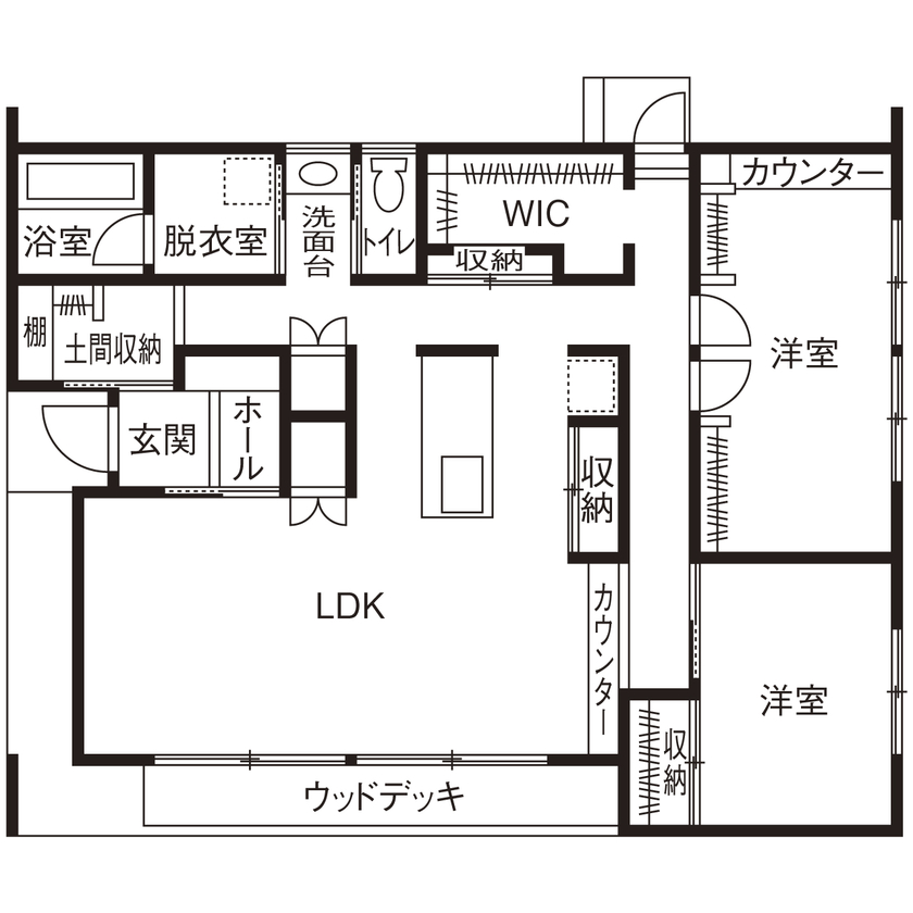 ハウスクラフト 【平屋/20坪台/間取り図】建築家の後押しで叶えたコンパクトな平屋！要望がすべて入ったプラン提案に感激！の間取り図（3LDK）1階