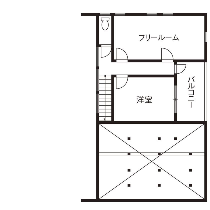ハウスクラフト 【2000万円台/間取り図/3LDK】SNSで一目惚れしたおしゃれな空間を参考にしたこだわりの平屋に見える2階建ての間取り図（3LDK）2階