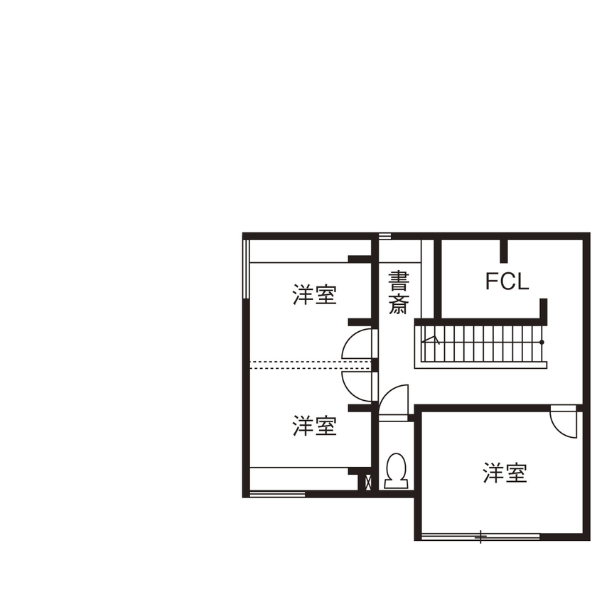 ハウスクラフト 【高断熱/ガレージ/2000万円台/間取り図】2方向に停めるガレージに脱帽。「住みやすくておしゃれ」が叶ったの間取り図（3LDK+ガレージ）2階