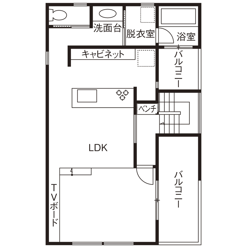 ハウスクラフト 【大人カッコいい×露天風呂気分の浴室】クールな“家っぽくない家”の中は…雑貨が似合うナチュラルな空間の間取り図（3LDK＋WIC）2階