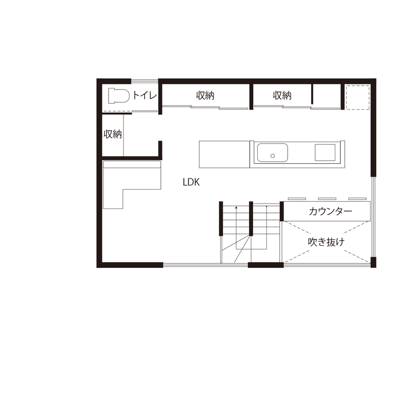 ハウスクラフト 【2000万円台/間取り図/デザイン×性能】自然豊かな立地を活かし、家族との時間を楽しむ店舗併用の2階建ての間取り図（2LDK）2階