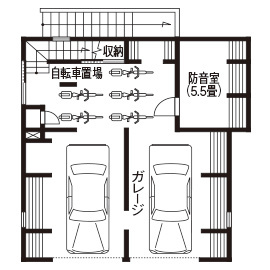 リバティーホーム ココチヨイ家 【福岡県／3LDK+ビルトインガレージ付／3階建て】アイシネン断熱で快適さを実感　自由に楽しく家づくりの間取り図（4LDK）1階