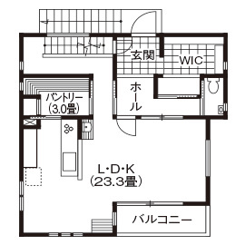 リバティーホーム ココチヨイ家 【福岡県／3LDK+ビルトインガレージ付／3階建て】アイシネン断熱で快適さを実感　自由に楽しく家づくりの間取り図（4LDK）2階