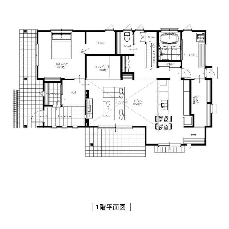 リバティーホーム ココチヨイ家 【2000万円台/3LDK/間取り付】無垢の床。家族がゆったり過ごせる広々リビング×カフェテイストと趣味の部屋の間取り図（3LDK＋趣味部屋）1階