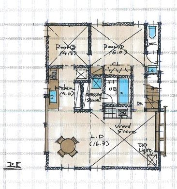 マドリヤアーキテクツ一級建築士事務所 【1800万円/間取り図有/無垢材】1000万円台で無垢材や造作をふんだんに。家具職人さんの家の間取り図（3LDK）２階