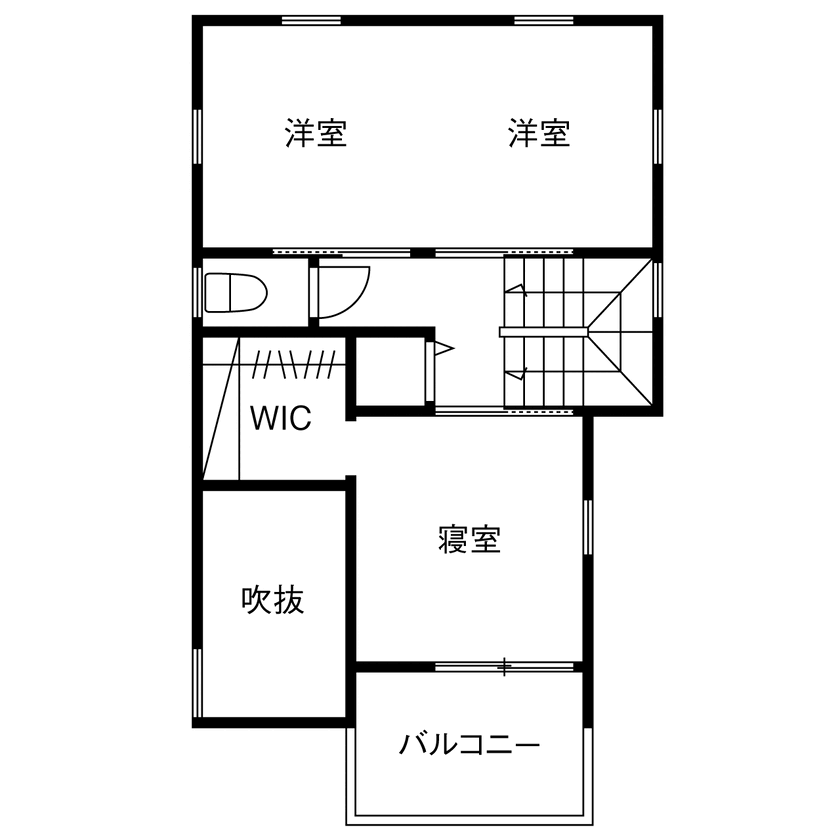 マドリヤアーキテクツ一級建築士事務所 【1850万円/間取り図有/狭小地/変形地】無垢材と造作で作るこだわりが詰まった日の光が溢れる住まいの間取り図（3LDK+ロフト）2階