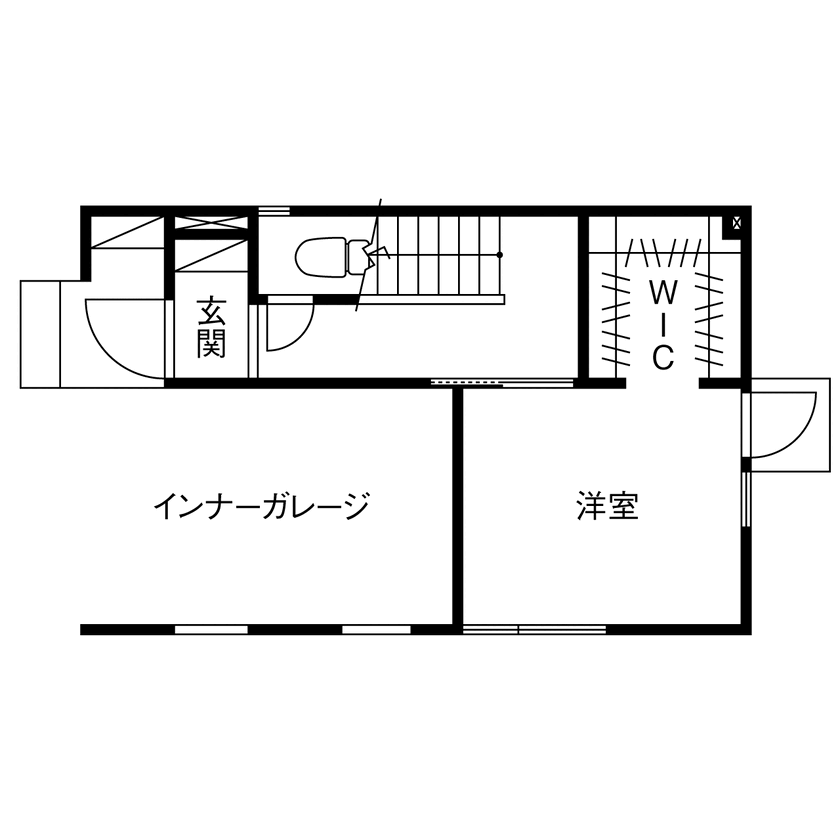 マドリヤアーキテクツ一級建築士事務所 【2030万円/間取り図有/狭小地/3階建て】建築面積10坪の住宅密集地に、吹き抜け配置で理想の明るい住まいにの間取り図（2LDK＋小屋裏+WIC）1階