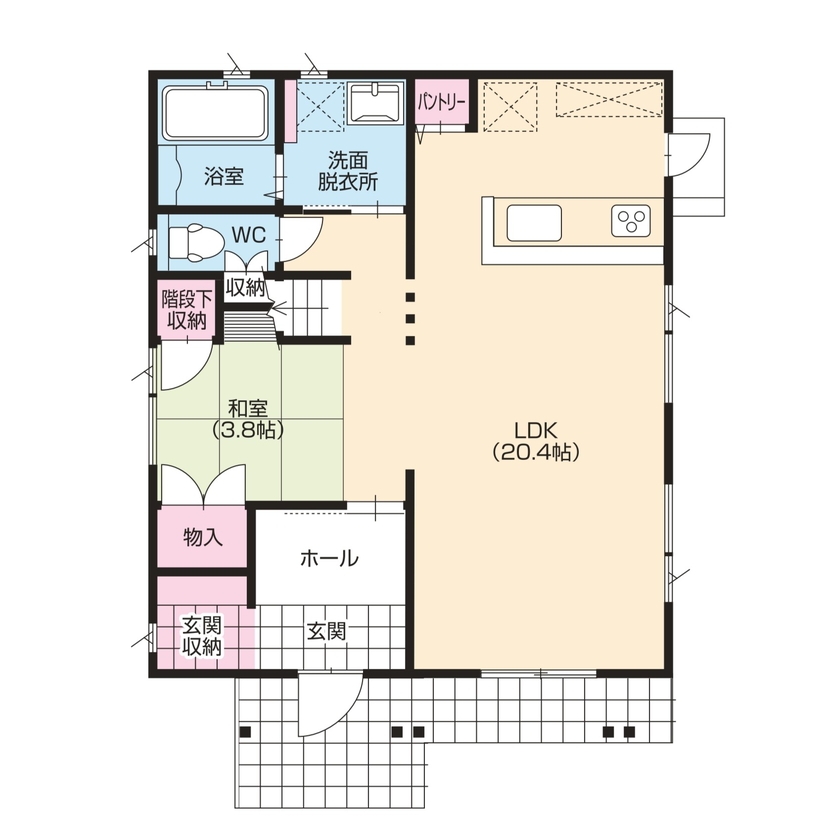 タキナミ 【間取り図有】リラックスできる和モダンの落ち着いた住まいの間取り図（4LDK）1階