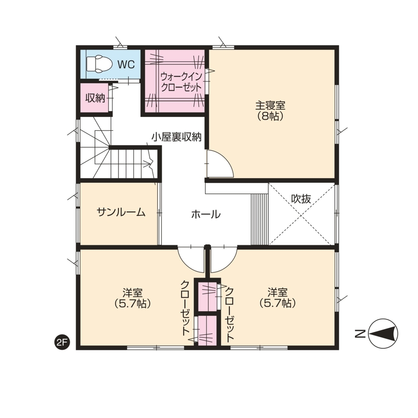 タキナミ 【間取り図有】リラックスできる和モダンの落ち着いた住まいの間取り図（4LDK）2階