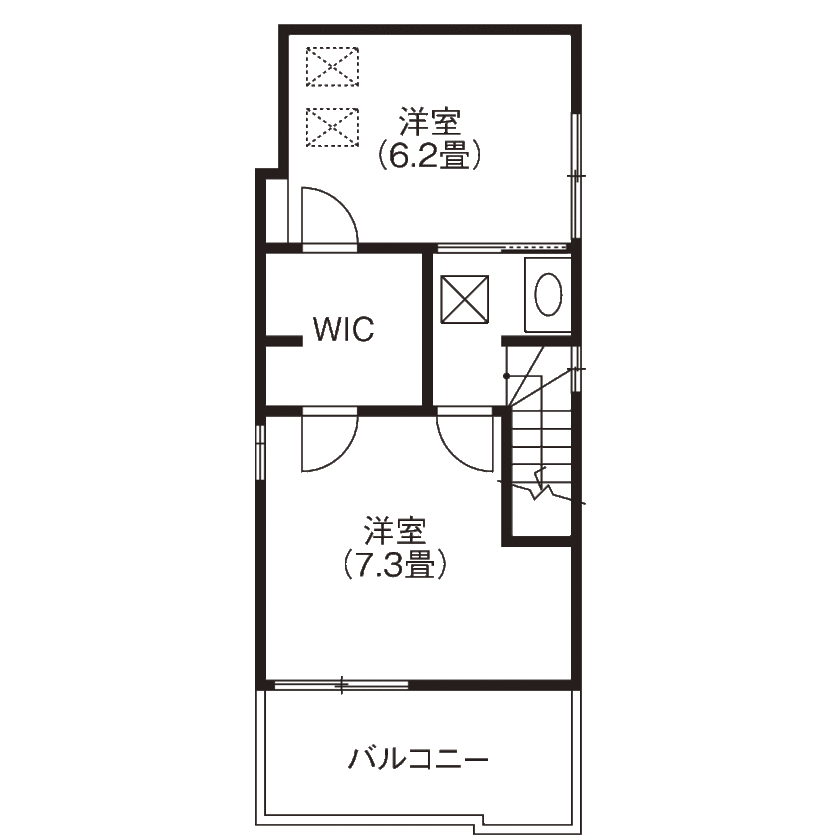 和光ホームズ 注文事業部 【大阪市/狭小/３階建て】予算も間取りも自由設計だから叶ったアイデア満載の店舗併用住宅の間取り図（3LDK＋WIC＋書斎）３階