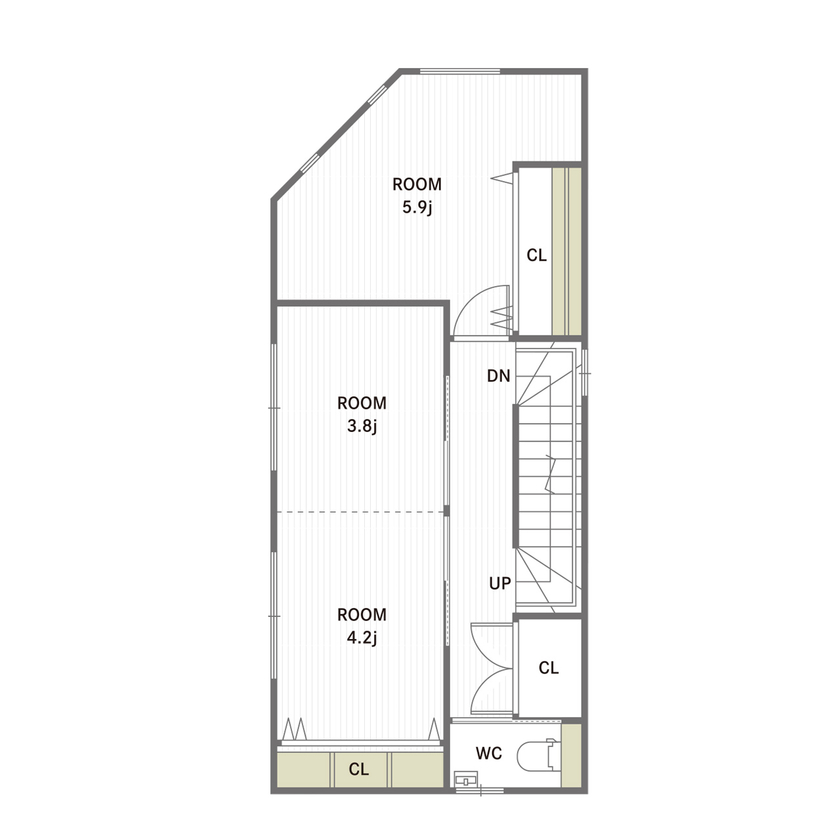 和光ホームズ 注文事業部 【大阪市｜狭小｜間取り図】敷地10坪台でも意外と快適！好みのデザイン＆インナーガレージ＆屋上も実現！の間取り図（2LDK）３階