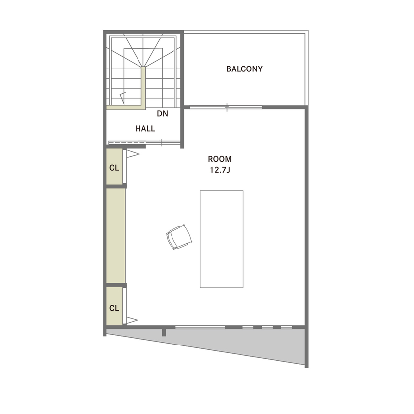 和光ホームズ 注文事業部 【大阪市｜事務所兼住宅｜間取り】歴史ある住吉の風景に際立つ、街の財産になるような佇まいで実現の間取り図（1LDK）３階