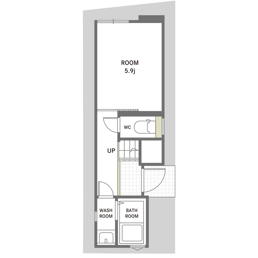 和光ホームズ 注文事業部 【大阪市｜狭小｜コンパクト｜間取り】都心の幅2.6m（1.5間）での建て替えは1センチも無駄のない設計での間取り図（4K）１階