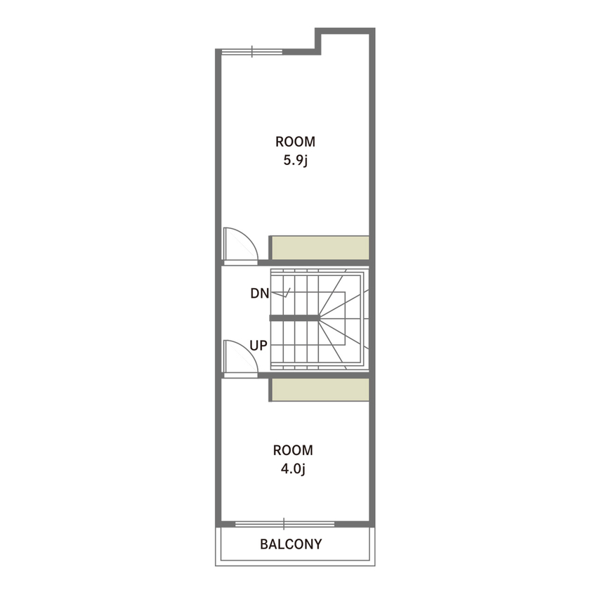 和光ホームズ 注文事業部 【大阪市｜狭小｜コンパクト｜間取り】都心の幅2.6m（1.5間）での建て替えは1センチも無駄のない設計での間取り図（4K）３階
