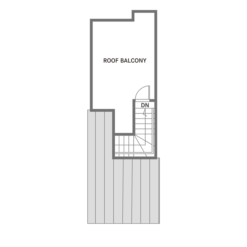 和光ホームズ 注文事業部 【大阪市｜狭小｜コンパクト｜間取り】都心の幅2.6m（1.5間）での建て替えは1センチも無駄のない設計での間取り図（4K）屋上