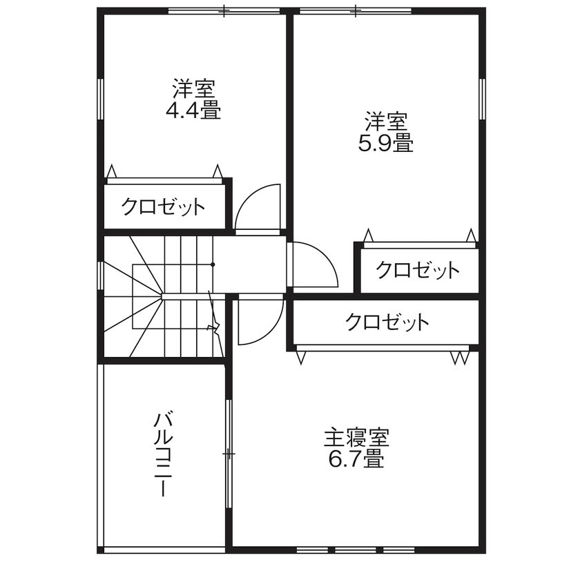 Rico Life. 久喜店 【1098万円│25坪│間取り図あり】白を基調とした明るい空間で家族団らん！省エネ住宅で家計負担を軽減の間取り図（3LDK）2階