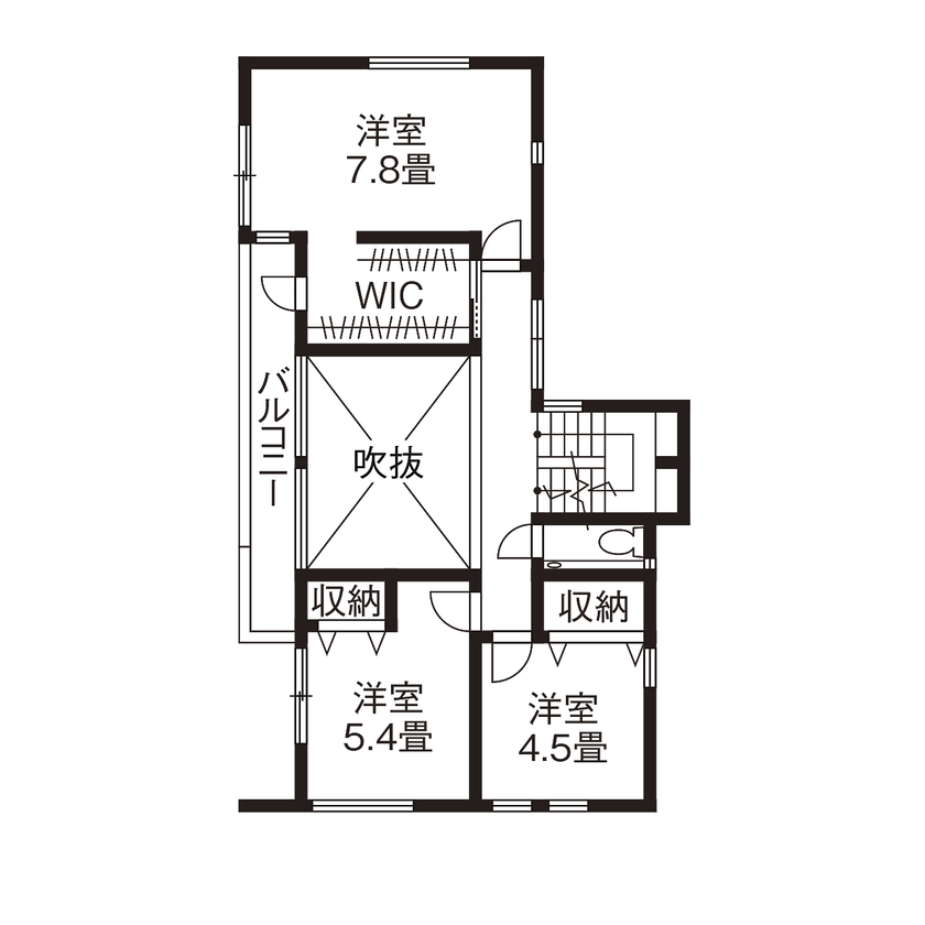 【神奈川の家づくり】セントラルホーム 【UA値0.58／座間市／ZEH】目線の抜けを意識して空間の広がりを実現。耐震性まで安心の家の間取り図（4LDK＋ロフト）2階