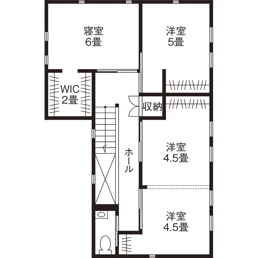 【神奈川の家づくり】セントラルホーム 【UA値0.35／相模原市／2000万円台】高気密・高断熱・ZEH対応の性能とスムーズなプランニングが決め手の間取り図（3LDK）2階