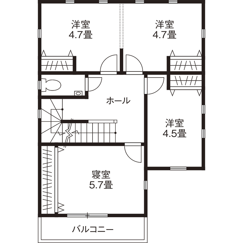 【神奈川の家づくり】セントラルホーム 【UA値0.33／多摩市／2000万円台】冬の寒さにもう悩まない！限られた敷地でもゆったり暮らす家の間取り図（3LDK＋ロフト）2階