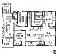 渡部製作所 【薪ストーブ/パッシブ設計/ロフト/土間】赤井川の美しい自然になじむ、懐かしくもモダンな農家の家の間取り図null