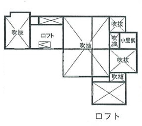渡部製作所 【浦河/無垢材/ロフト】「平屋」を忘れるほどの開放感・ロフトやデッキもある浦河の家の間取り図（3LDK+ロフト+WD）ロフト