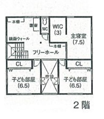 渡部製作所 【平取町/土間/ロフト/薪ストーブ】専属大工の手仕事の美しさで農家の安らぎを叶えたムクの家の間取り図（3LDK+ロフト）2階