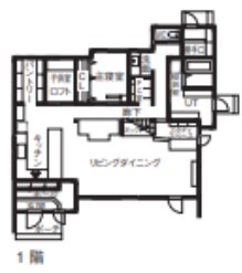 渡部製作所 【日高町/無垢材/平屋】日高町のおおらかな自然に抱かれた薪ストーブの暮らしの間取り図（2LDK）1階