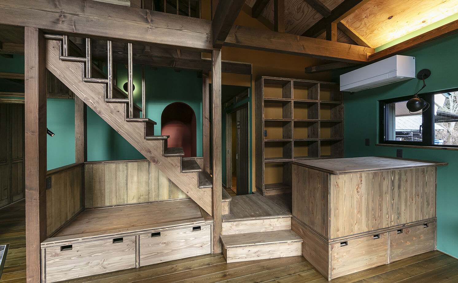 渡部製作所 【3000万円台/間取図/日高町/無垢材/平屋】おおらかな自然に抱かれた、薪ストーブと珈琲を愉しむ平屋の建築実例画像5