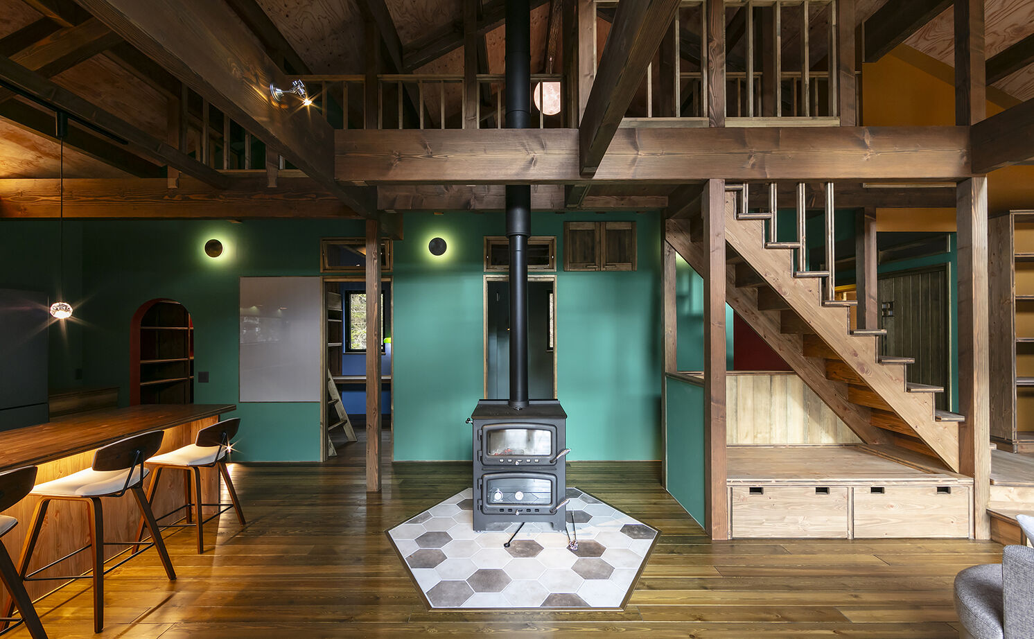 渡部製作所 【3000万円台/間取図/日高町/無垢材/平屋】おおらかな自然に抱かれた、薪ストーブと珈琲を愉しむ平屋の建築実例画像10