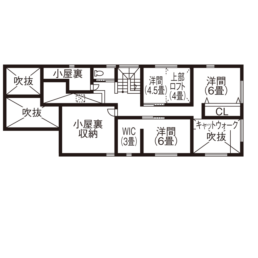 フィデア 【間取図有｜3000～3499万円｜カバードポーチ】デザインも使い心地もこだわったアメリカンリゾートスタイルの間取り図（5K以上）2階