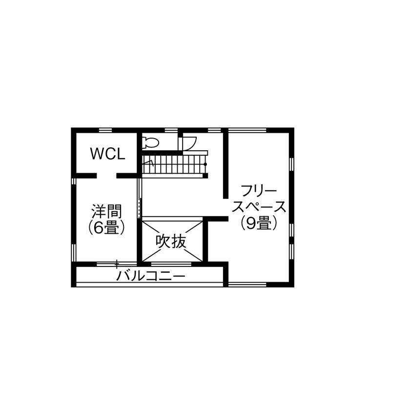 フィデア 【間取図有｜2000～2999万円｜スケルトン階段｜木の温かみ｜吹抜】横長の敷地を巧みに活用した理想の住まいの間取り図（2LDK＋フリースペース）2階