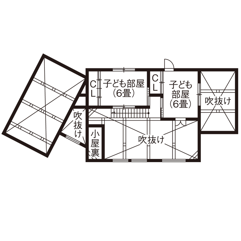 フィデア 【間取図有｜2925万円｜ガレージハウス｜吹抜け｜オープン階段】パパも、家族も、愛車も満足の家の間取り図（3LDK）2階