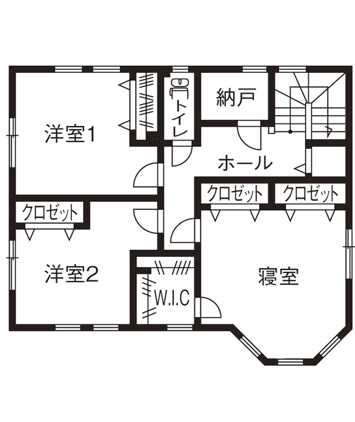 セルコホーム 【30坪台|間取り|高気密高断熱|ポーチ】憧れたイギリスのアンティーク調の空間で、趣味の幅が広がる住まいの間取り図（3LDK）2階