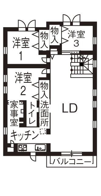 セルコホーム 【40坪台|間取り|ビルトインガレージ】明るさとプライバシーを確保した2階LDK。趣味を楽しむガレージハウスの間取り図（4LDK）2階