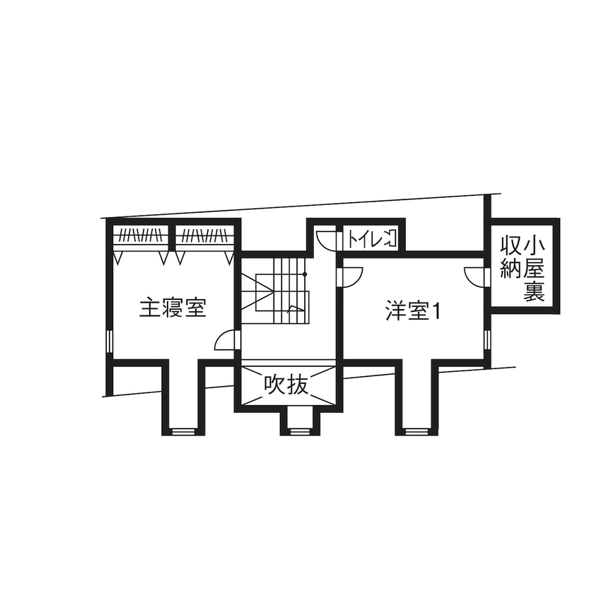セルコホーム 【40坪台|間取り】アンティーク家具とパッチワークが映えるシンプル空間。ギャラリーのような店舗併用住宅の間取り図（3LDK+店舗）２階