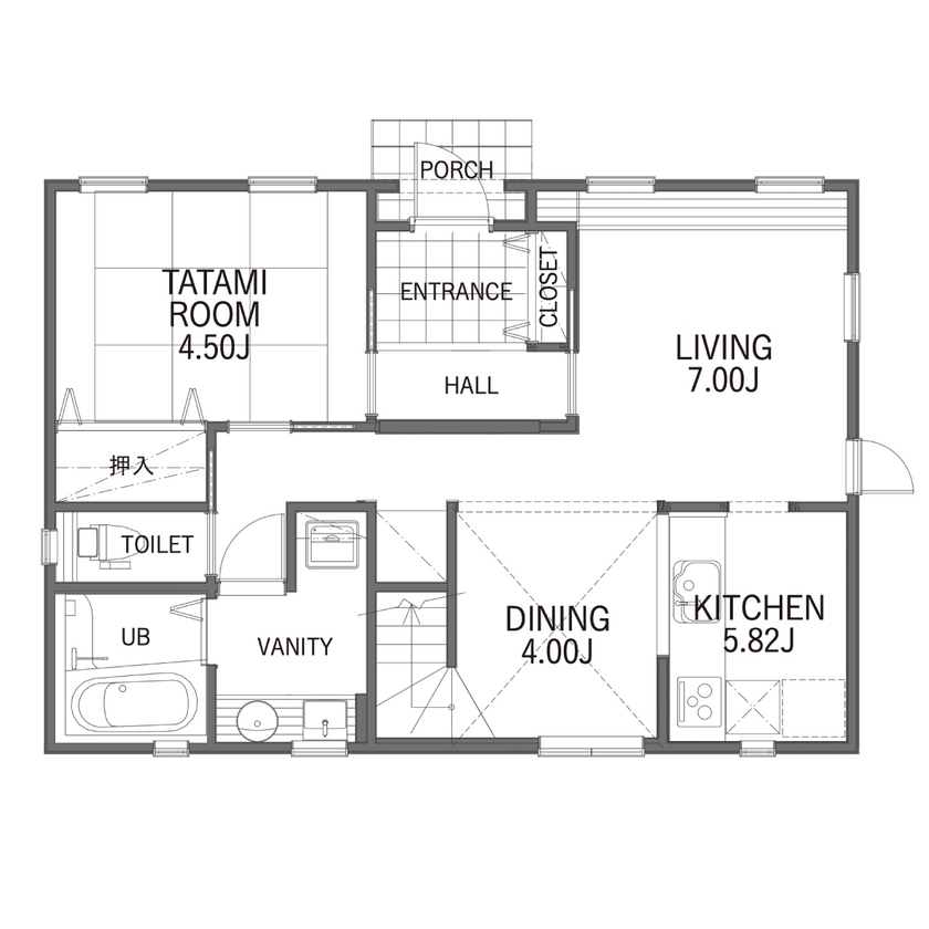 セルコホーム 【30坪台|間取り|書斎】個性ある内装が感性を育む暮らしを楽しめる。重厚なジョージアンスタイルの住まいの間取り図（4LDK）1階