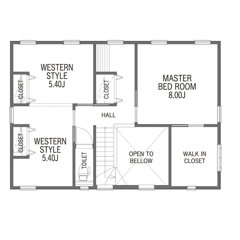 セルコホーム 【30坪台|間取り|書斎】個性ある内装が感性を育む暮らしを楽しめる。重厚なジョージアンスタイルの住まいの間取り図（4LDK）2階