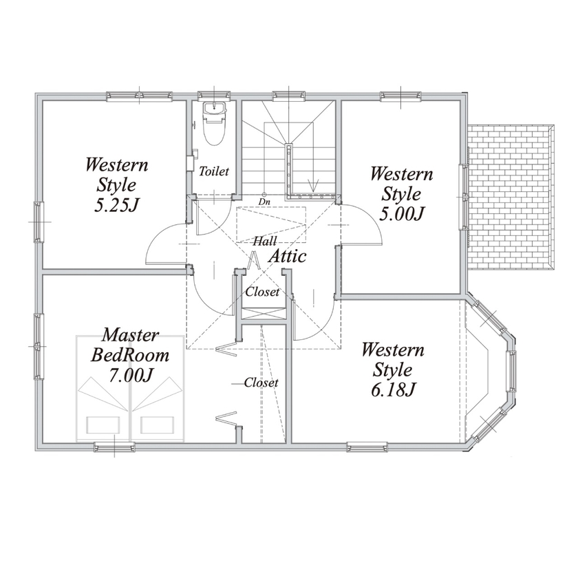 セルコホーム 【30坪台|間取り】海外ドラマや映画の印象的なシーンを生かした、明るく居心地の良い住まいの間取り図（4LDK）2階