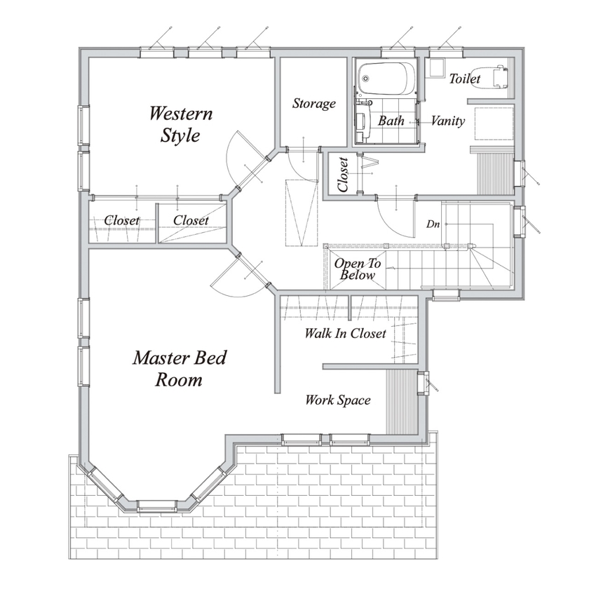 セルコホーム 【30坪台|間取り|書斎|アメリカンスタイル】大好きなモノに囲まれて過ごす、居心地の良いマイホームの間取り図（2LDK）2階