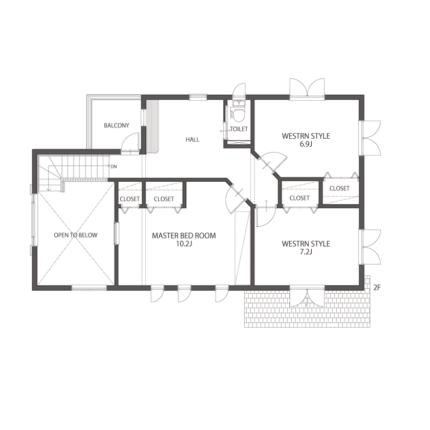 セルコホーム 【40坪台|間取り】吹き抜けのリビングに家族が集う。おとぎ話の世界を彷彿とさせる、ファンタジックホームの間取り図（4LDK）2階