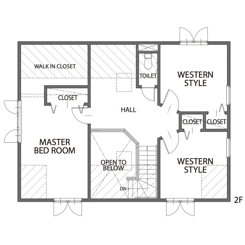 セルコホーム 【40坪台|間取り】たっぷりの無垢材で温もりを感じる。「レンガの外壁と大きな三角屋根」の夢を叶えた家の間取り図（4LDK）2階