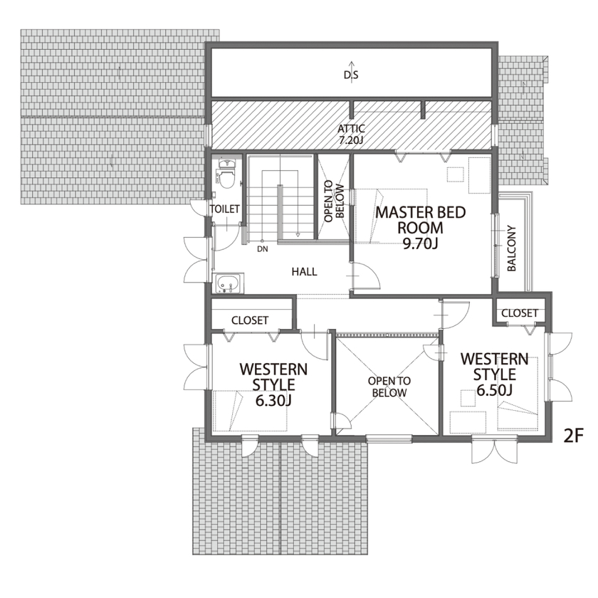 セルコホーム 【50坪台|間取り|アウトドアリビング】二世帯住宅も見据えた、家族がのびのびと過ごす開放的なマイホームの間取り図（5K以上）2階
