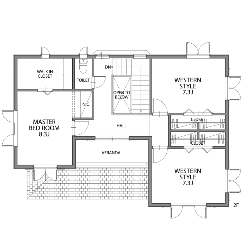 セルコホーム 【40坪台|間取り|収納充実】憧れの大きなガレージで愛車を楽しむ、アーリーアメリカンテイストの住まいの間取り図（4LDK）2階