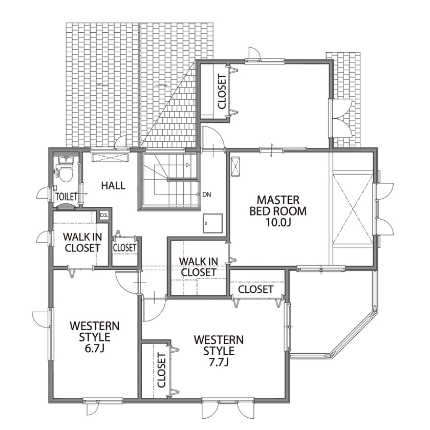 セルコホーム 【50坪台|間取り】「森の中の魔女の家」をイメージ。将来を見据えた、家族の絆を育む明るい住まいの間取り図（4LDK）2階