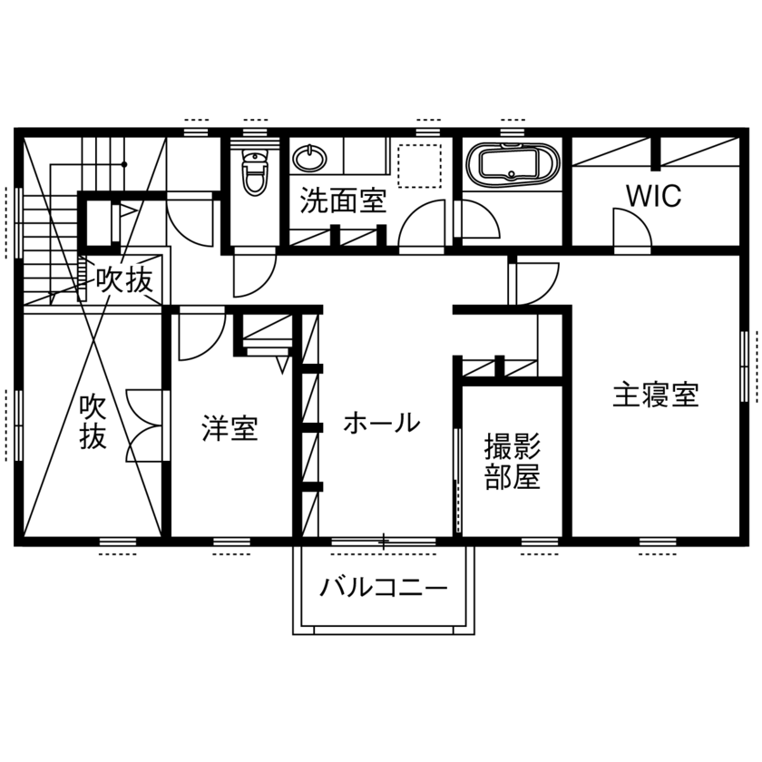 セルコホーム 【2500万円～2999万円／北米テイスト／間取図】人生を楽しみ、豊かにするためのステージとしての住まいの間取り図（3LDK）2階