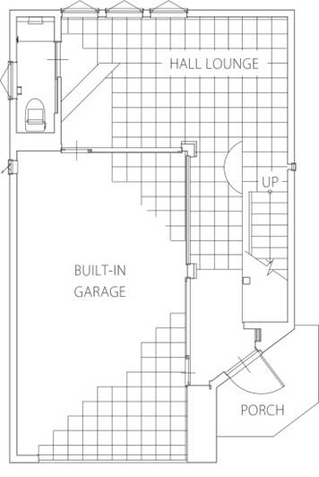 ポウハウス一級建築士事務所（ポラスグループ） 【狭小地/2階建て/2300万円/20坪台/間取り】愛車を1番カッコよく愛でられるこだわりのガレージハウスの間取り図（2LDK）1階
