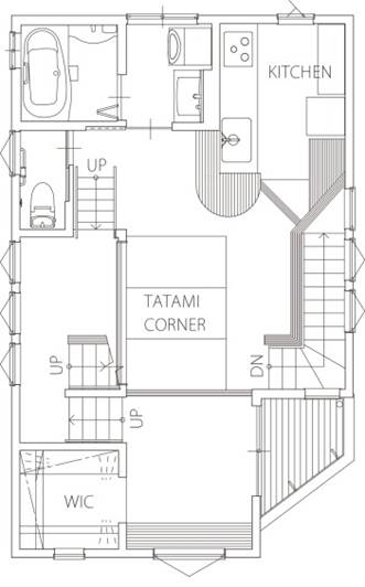 ポウハウス一級建築士事務所（ポラスグループ） 【狭小地/2階建て/2300万円/20坪台/間取り】愛車を1番カッコよく愛でられるこだわりのガレージハウスの間取り図（2LDK）2階