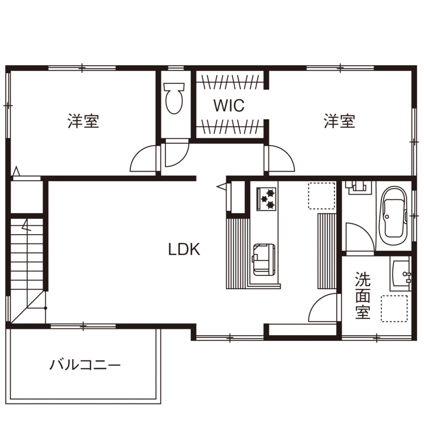 ポウハウス一級建築士事務所（ポラスグループ） 【2500万円/30坪台/間取り図有】愛車とともに、バーカウンターで仲間と語らう。憧れのガレージハウス誕生の間取り図（2LDK）2階