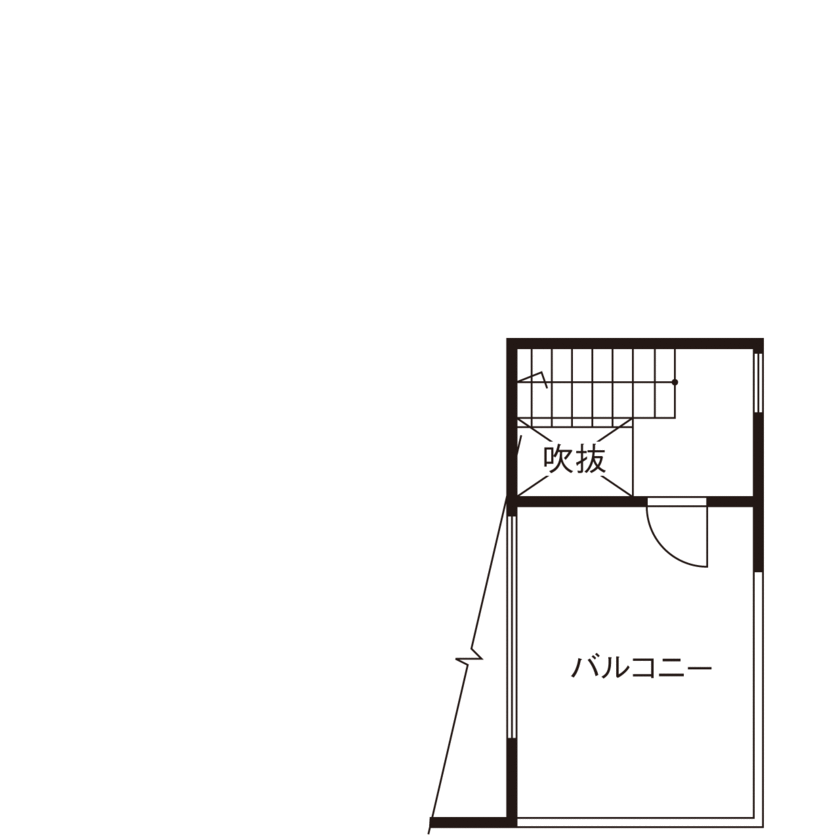 ポウハウス一級建築士事務所（ポラスグループ） 【2000万円台/土地27坪/間取り図有】3ｍもの天井高と2.5階のバルコニーで、明るく開放感あふれるLDKが誕生の間取り図（2LDK）バルコニー