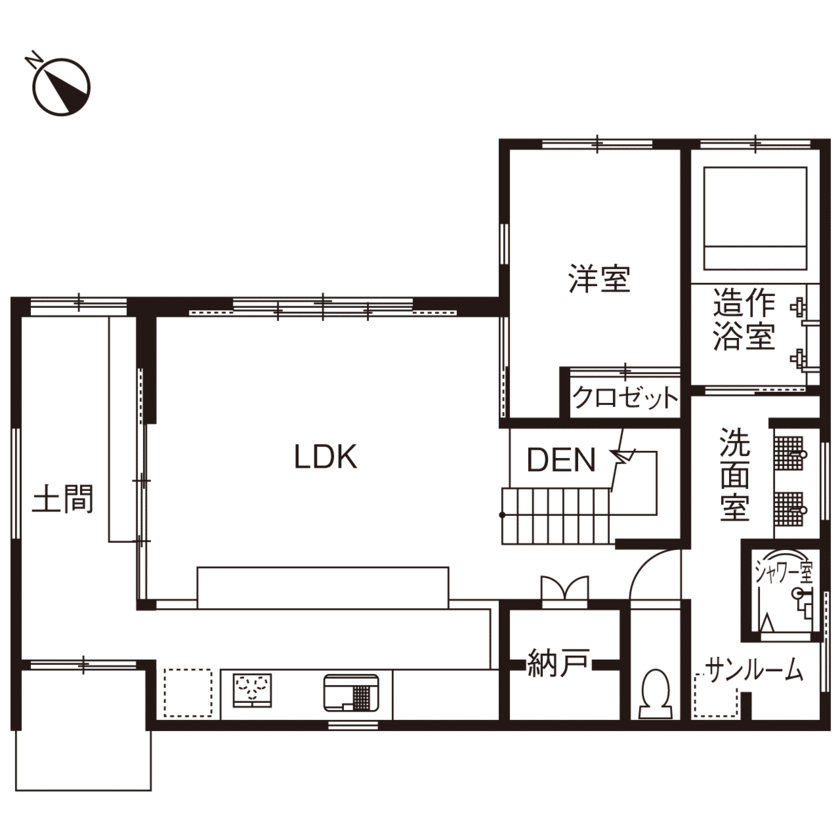 ポウハウス一級建築士事務所（ポラスグループ） 【デザインアワード受賞/和モダン/間取り図有】和の様式美に、現在の感性をプラス。海外ゲストも喜ぶ別邸の間取り図（4LDK）1階
